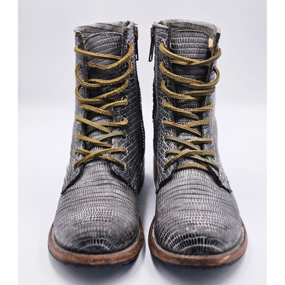 Freebird Women's Gray Textured Leather Manchester Lace-Up Combat Boots Sz 9 2871 - Picture 9 of 16